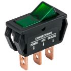 Accele 257GRN SPST Rocker Switch with Green LED illumination