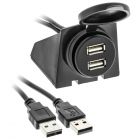 Accelevision USBR2X Dual USB Input Jack Panel 6 Foot Extension Cable
