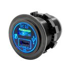 Beuler USBR-QCW Flush Mount Full size USB jack and USBC Jack with 15-Watt Fast Charging