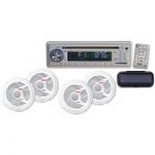 PYLE PLCD4MRKT Single DIN Marine CD/USB/MP3 Stereo with 4 Waterproof Speakers and Stereo Cover