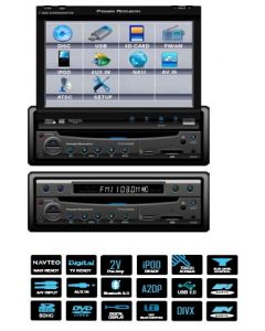DISCONTINUED - Power Acoustik PTID-8940NRBT 7 Inch Touch Screen Single Din Fully Motorized Flip Up TFT LCD Monitor with DVD, AV and Bluetooth