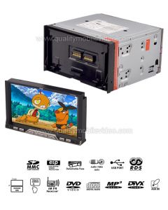 DISCONTINUED - Pyle PLDN750D Double DIN In Dash 7 Inch Motorized Touchscreen LCD Monitor with 80W x 4 DVD Multimedia Receiver, USB and SD Slots