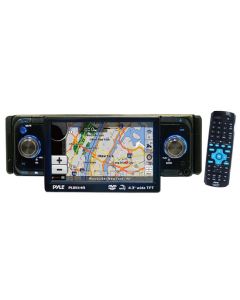 Pyle PLDNV49 Single DIN 4.3 Inch In Dash Motorized Touchscreen LCD Monitor with DVD Multimedia Player, GPS Navigation, USB and SD Slots