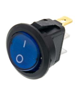 Quality Mobile Video 01001-B Fully illuminated SPST Round Rocker Switch - Blue
