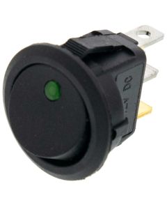 Quality Mobile Video 01002-G Pin illuminated SPST Round Rocker Switch - Green