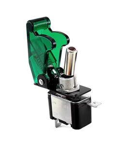 Quality Mobile Video 01004-G Large Tip illuminated SPDT Toggle Switch with Protective cover - Green