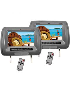 Tview T91PL-TAN Pair of 9” Headrest Monitors with Wireless Headset in Tan color for Vehicles