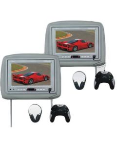 DISCONTINUED - Tview T988PLH-GR 9 Inch Universal Replacement Headrest Monitor Pair with 2 Game Controllers and 2 Wireless Headphones Combo Package - Grey