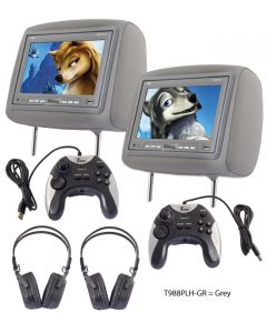 DISCONTINUED - Tview T988PLH 9 Inch Universal Replacement Headrest Monitor Pair with 2 Game Controllers and 2 Wireless Headphones Combo Package