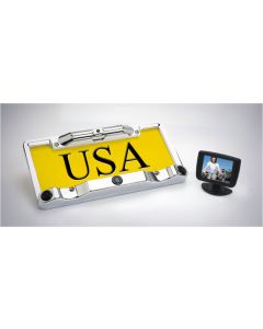 Boyo VTC433H Chrome license plate back up camera with 3 ultra sonic sensors