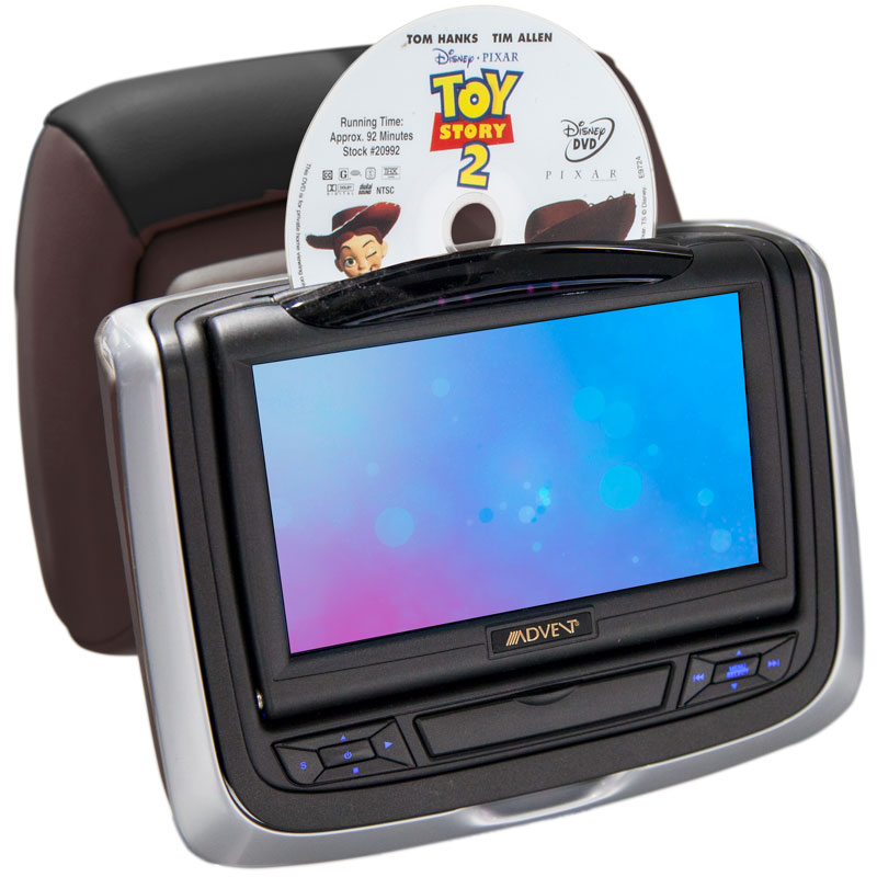 Audiovox HR7012 Swivel screen and DVD being inserted